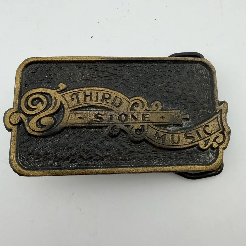 Third Stone Music Belt Buckle Black Brass/Gold-tone‎ Vintage Scrollwork Design